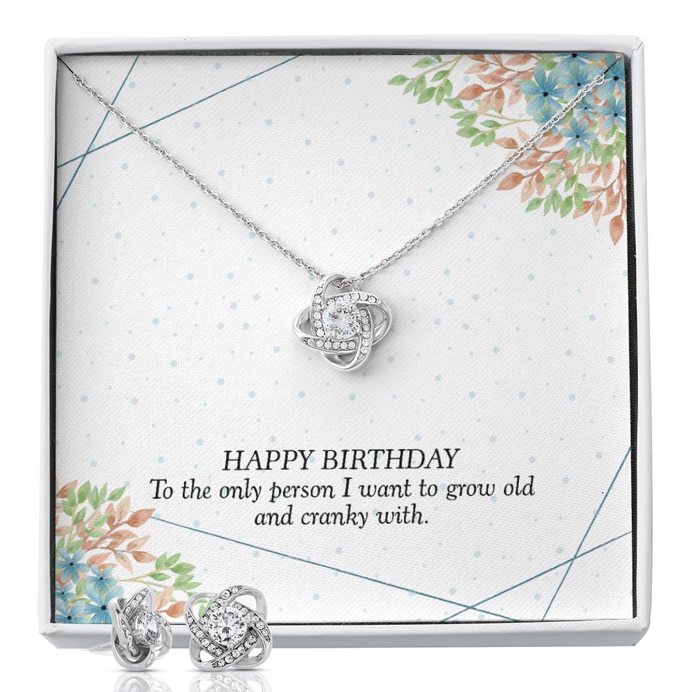 Happy birthday-01 Love Knot Earring & Necklace Set