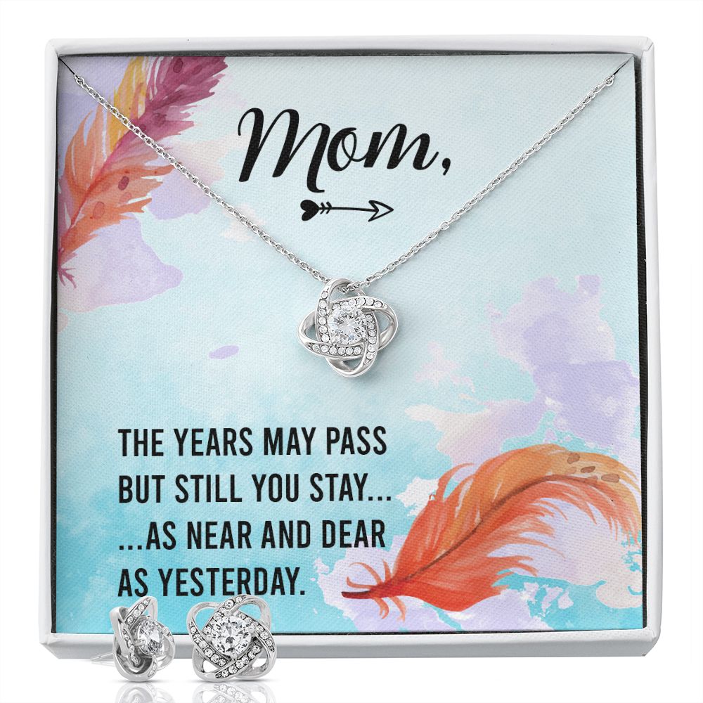 The years may pass Love Knot Earring & Necklace Set