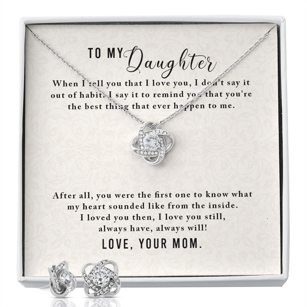 To My Daughter-From Mom Love Knot Earring & Necklace Set