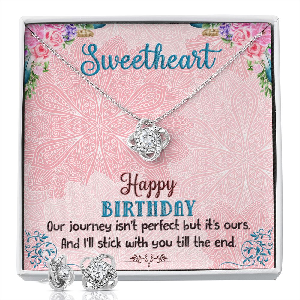 SweetHeart Happy Birthday boho chick Love Knot Earring & Necklace Set