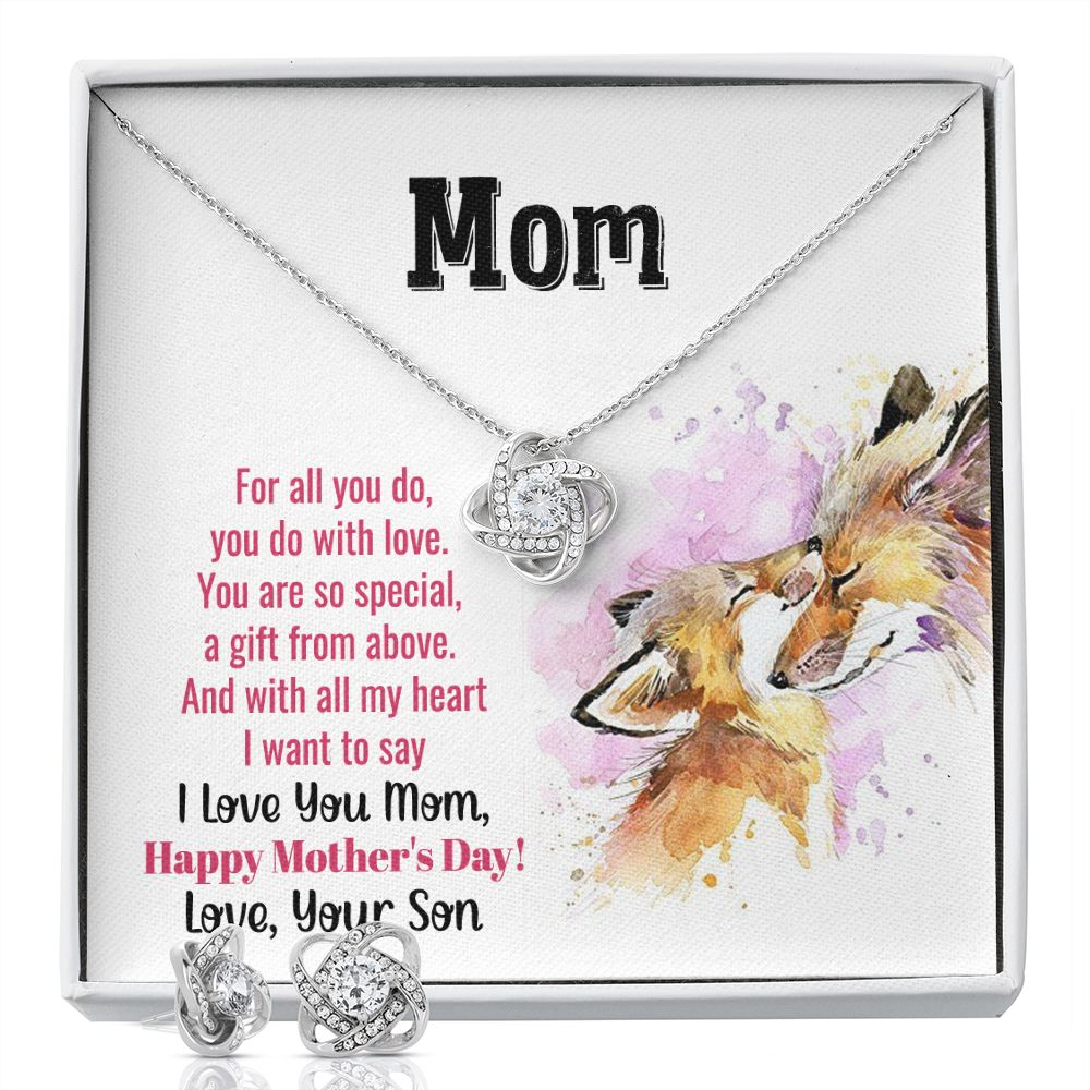 mom you are so special 1 Love Knot Earring & Necklace Set
