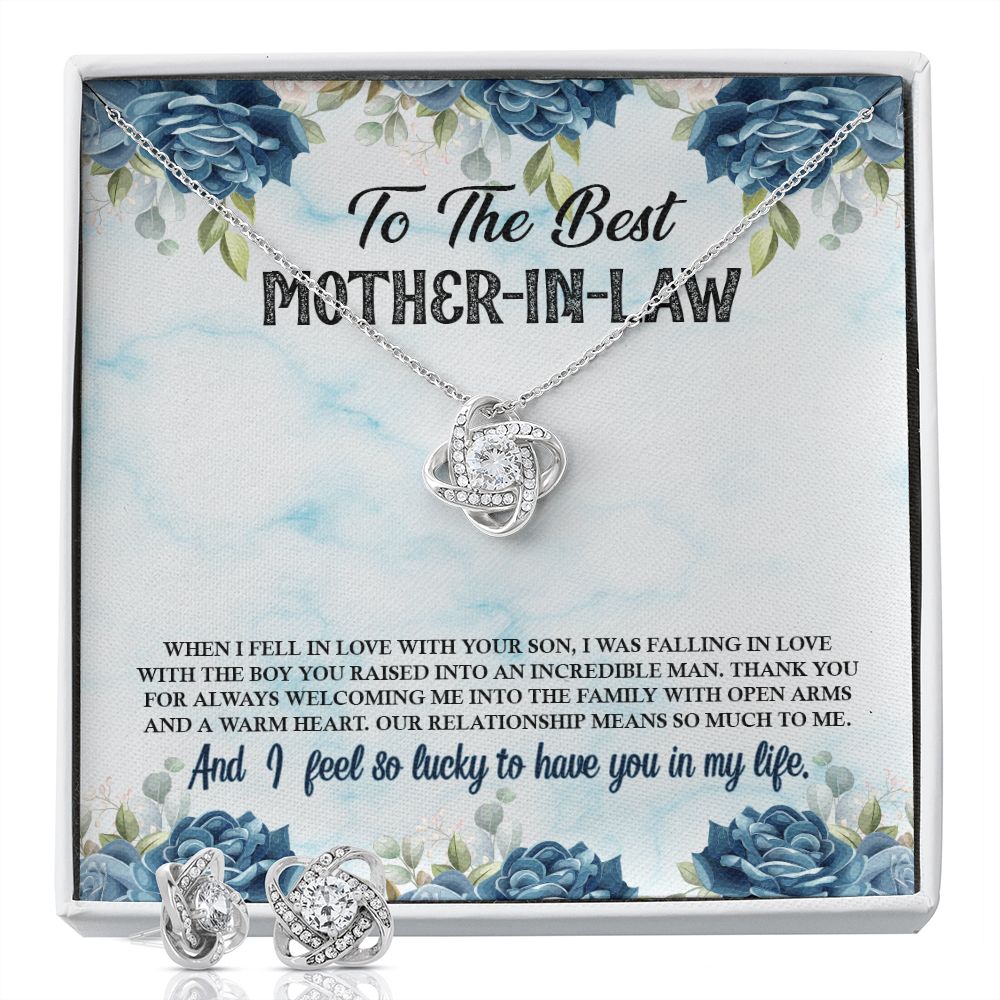 To The Best Mother in Law Love Knot Earring & Necklace Set