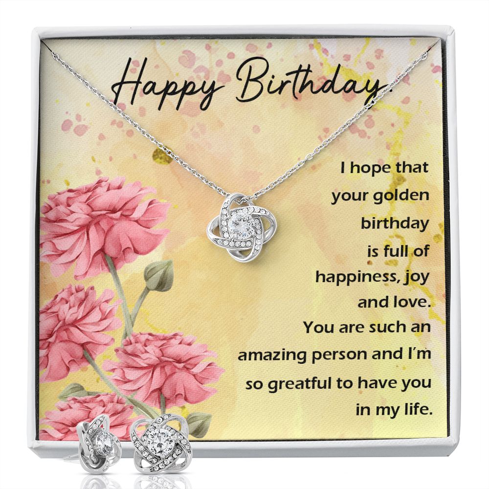 Birthday woman Love Knot Earring & Necklace Set