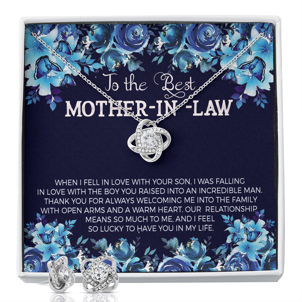 MessageSOOOO Love Knot Earring & Necklace Set