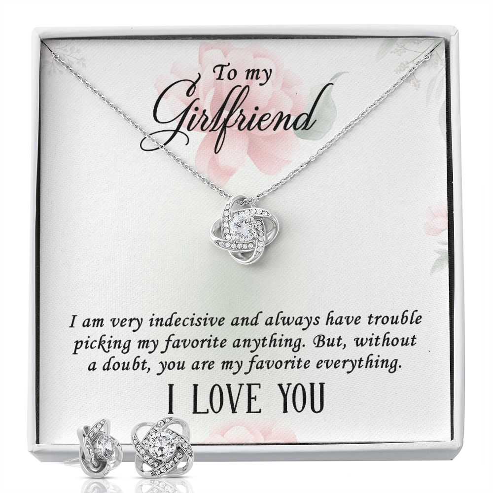 To my girlfriend-I AM VERY INDECISIVE Love Knot Earring & Necklace Set
