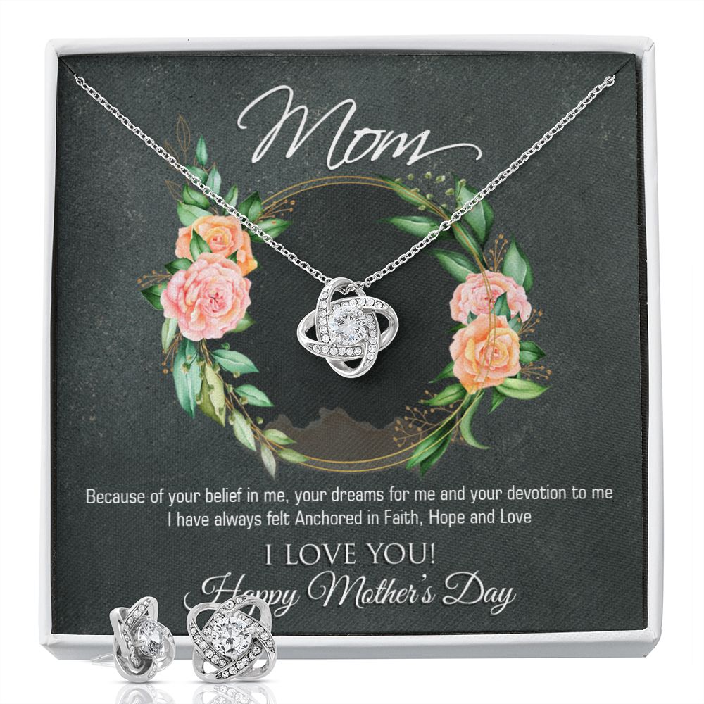 Mothers Day Love Knot Earring & Necklace Set