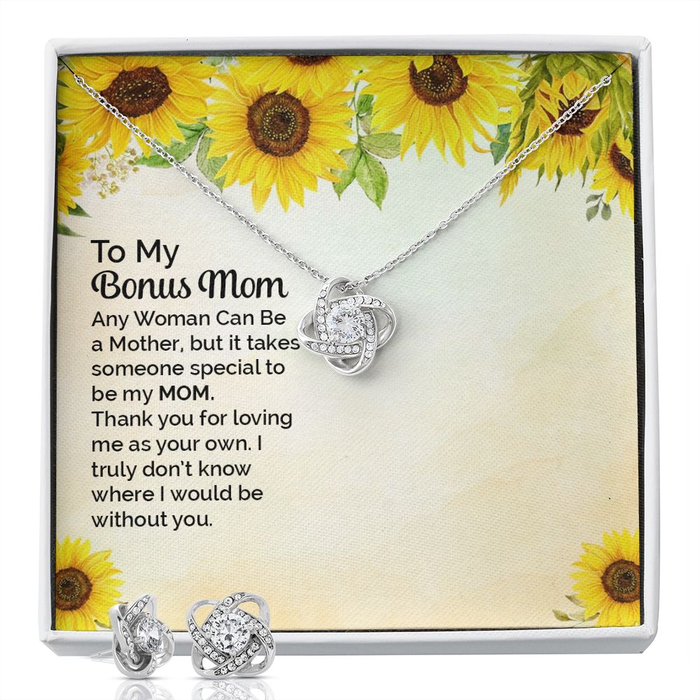 bonus mom Love Knot Earring & Necklace Set