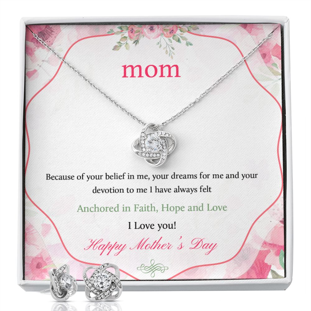 Message Card Mother day -final Love Knot Earring & Necklace Set