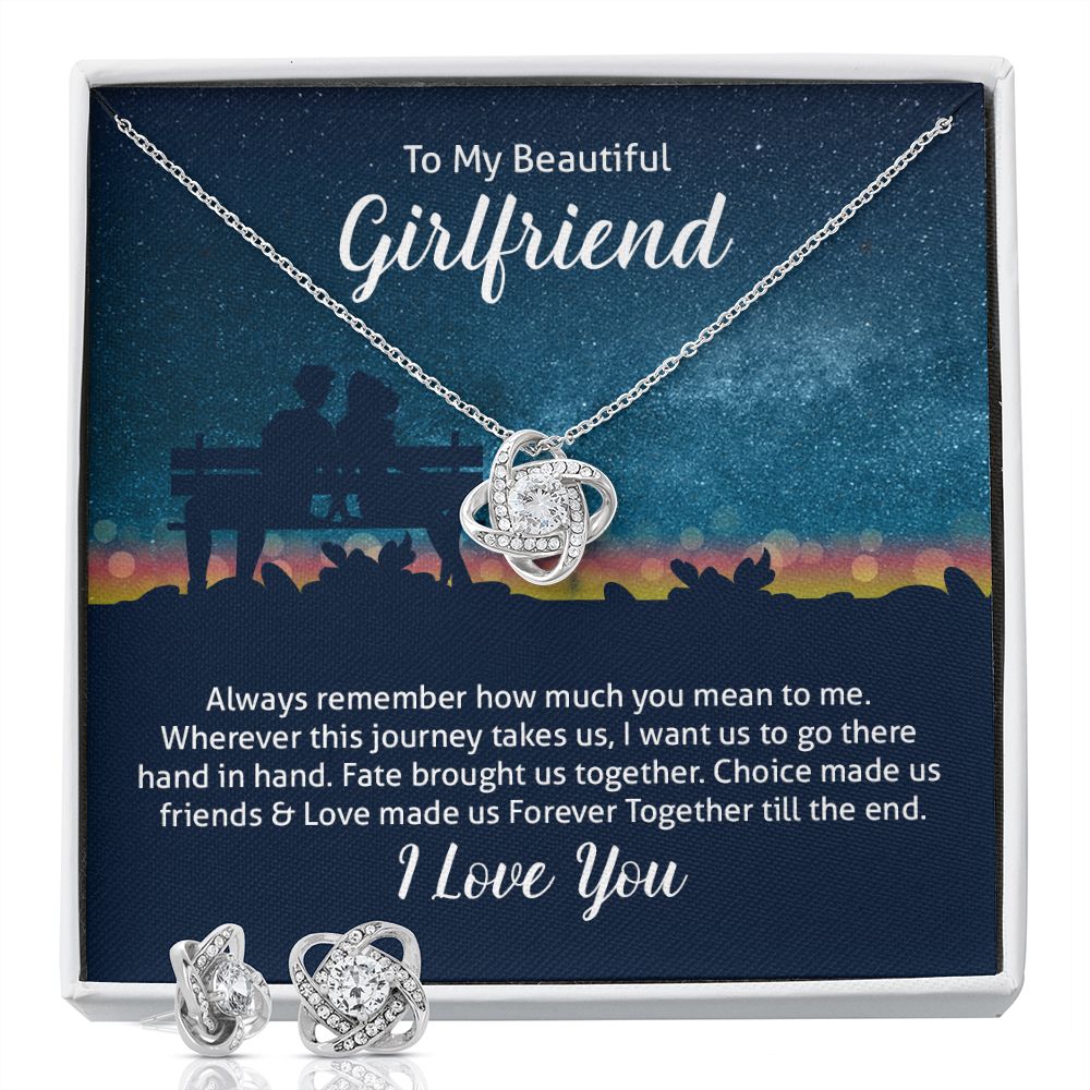 To my beautiful wife - always remember how much you mean to me Love Knot Earring & Necklace Set