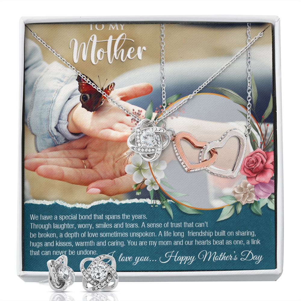 Mothers Day 2 Love Knot Earring & Necklace Set