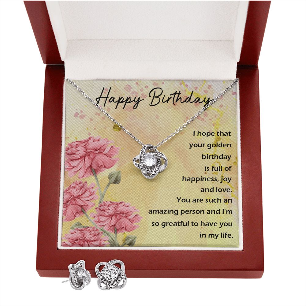 Birthday woman Love Knot Earring & Necklace Set
