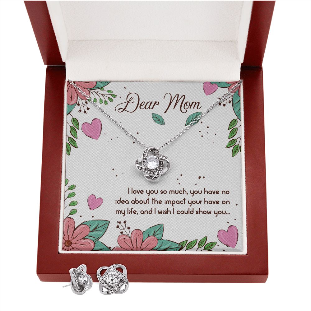 Dear Mom I love you so much Love Knot Earring & Necklace Set