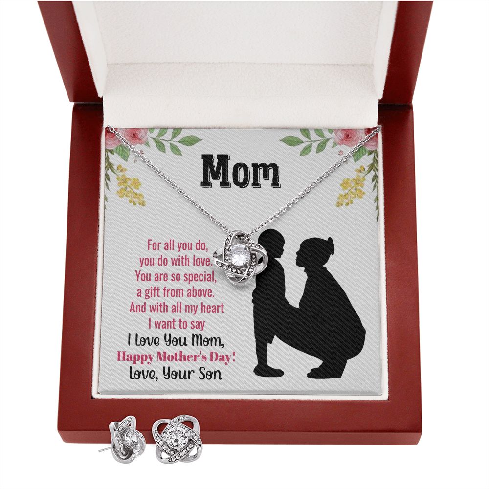 mom you are so special Love Knot Earring & Necklace Set