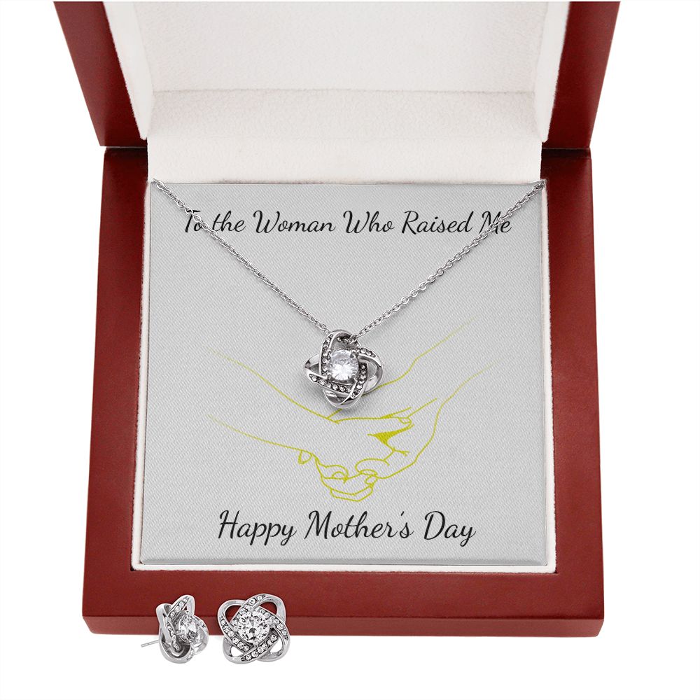 Mothers Day Inserts-02 Love Knot Earring & Necklace Set