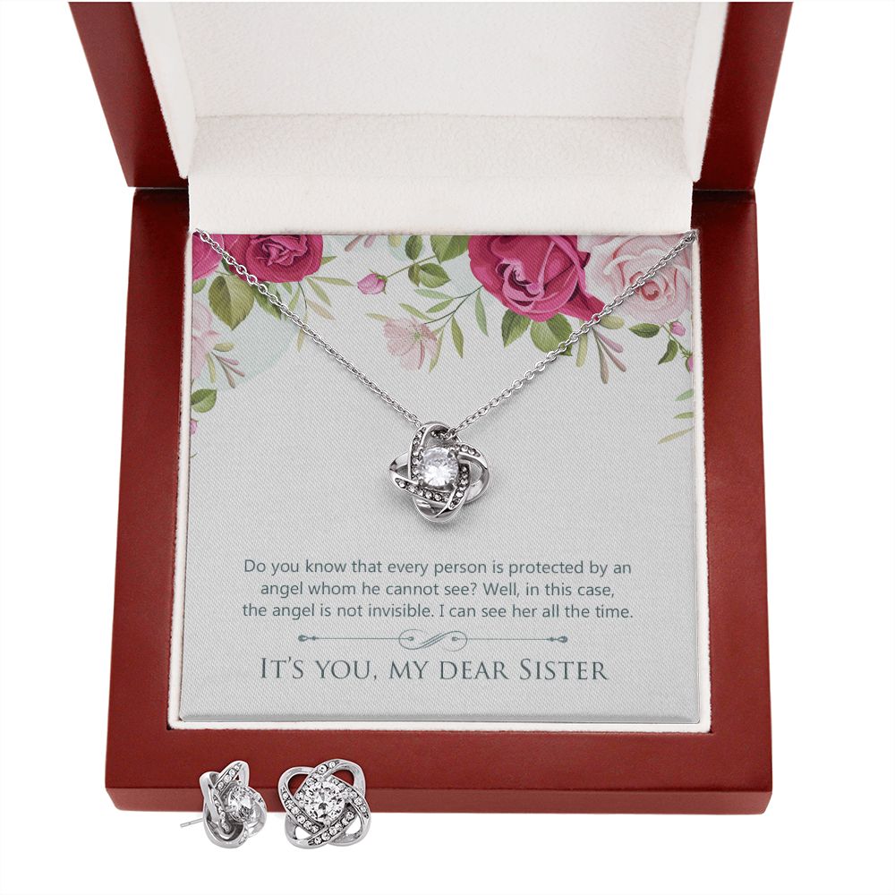 Sister 2 Love Knot Earring & Necklace Set