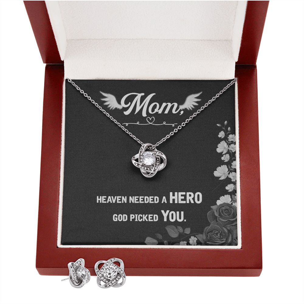 Heaven needed a hero Love Knot Earring & Necklace Set