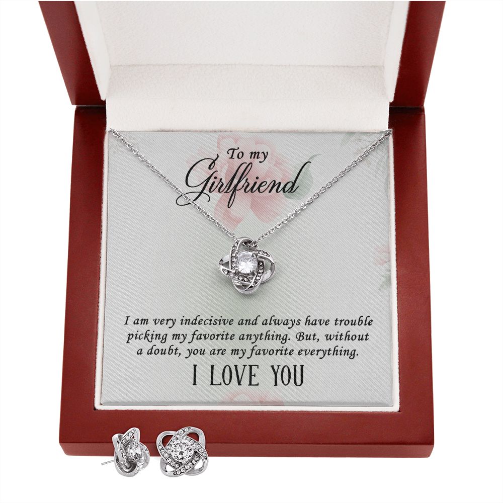 To my girlfriend-I AM VERY INDECISIVE Love Knot Earring & Necklace Set