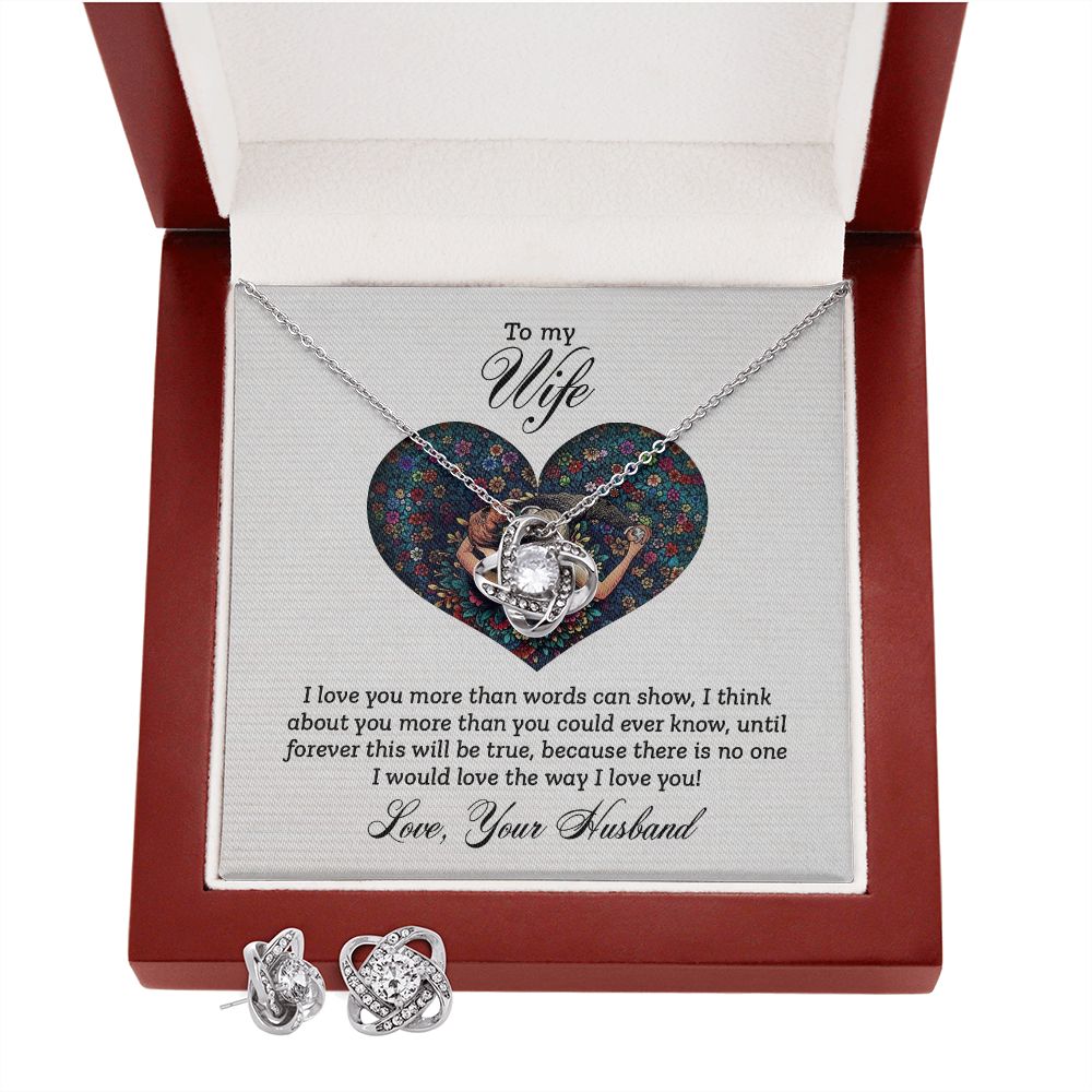 To my wife-I love you more than Love Knot Earring & Necklace Set