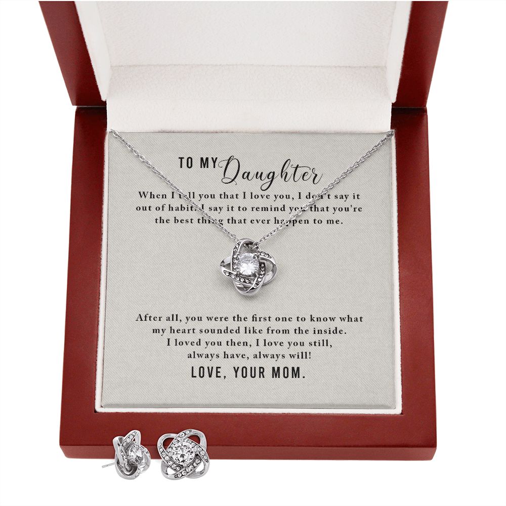 To My Daughter-From Mom Love Knot Earring & Necklace Set