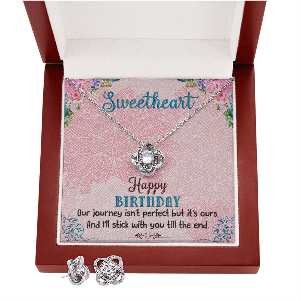 SweetHeart Happy Birthday boho chick Love Knot Earring & Necklace Set