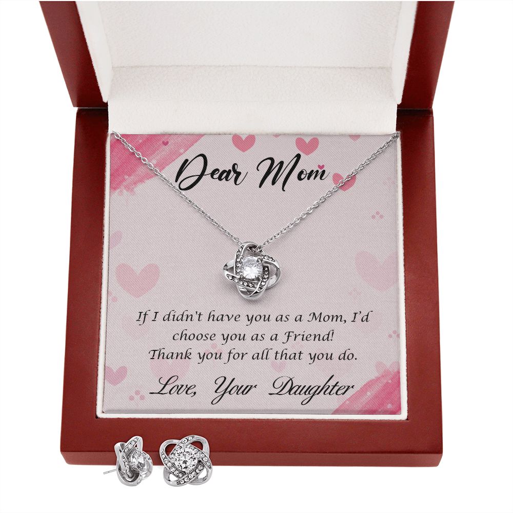 Dear Mom-Happy Mother’s Day! (1) Love Knot Earring & Necklace Set