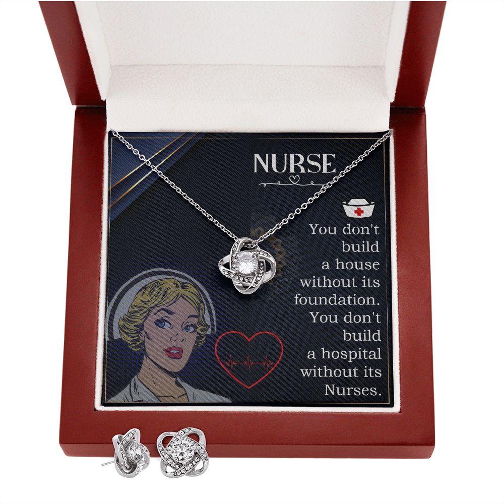 Nurse Love Knot Earring & Necklace Set
