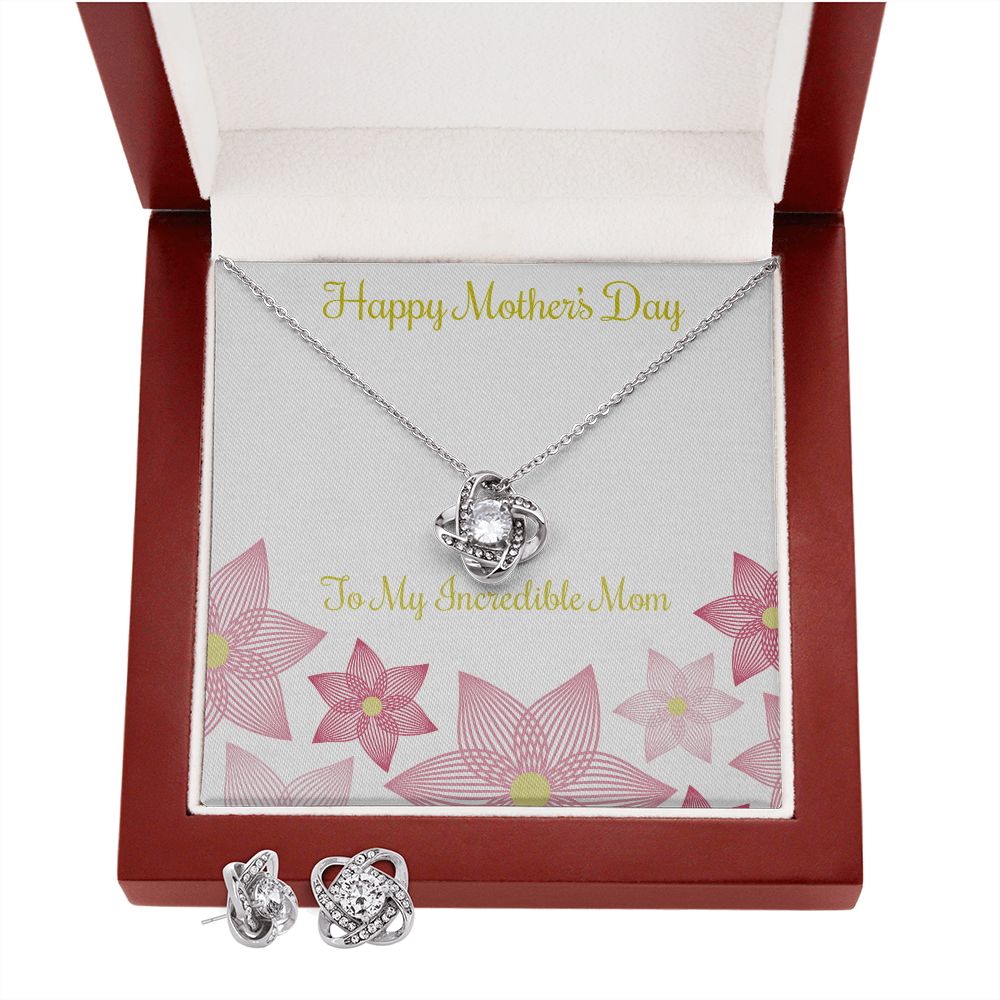 Mothers Day Inserts-01 Love Knot Earring & Necklace Set
