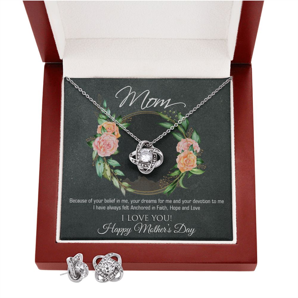 Mothers Day Love Knot Earring & Necklace Set