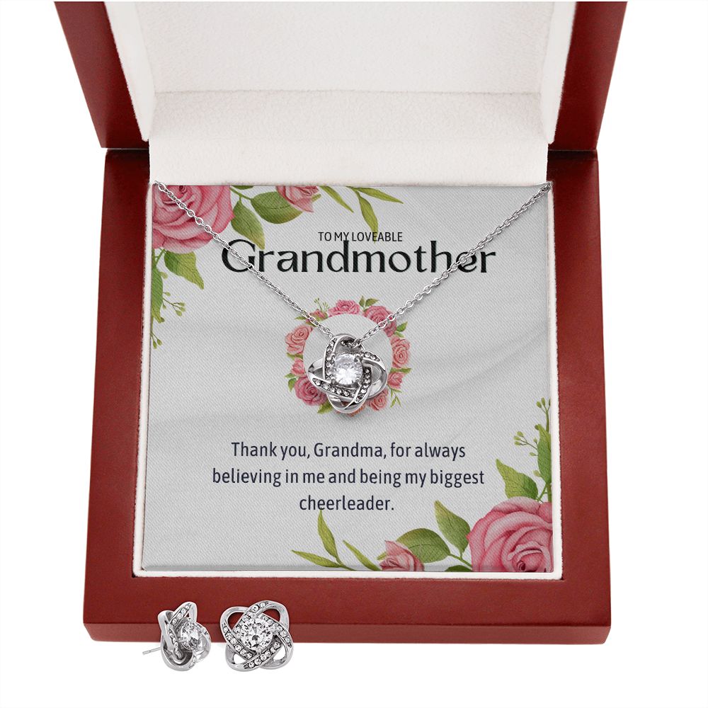 To My Lovable Grandmother Love Knot Earring & Necklace Set