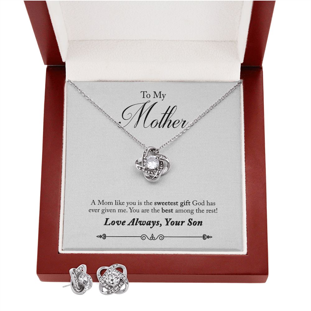 50-To Mother from Son(1) Love Knot Earring & Necklace Set
