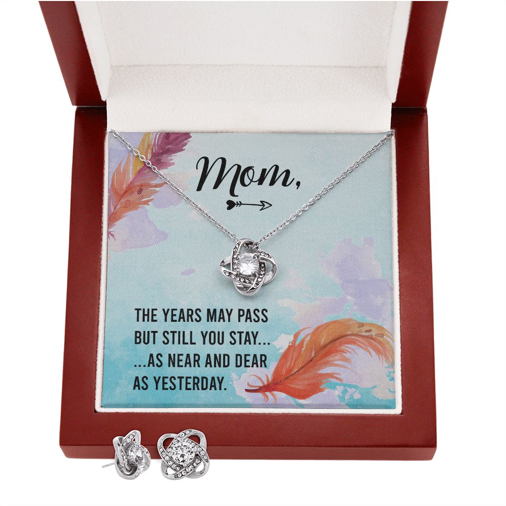 The years may pass Love Knot Earring & Necklace Set