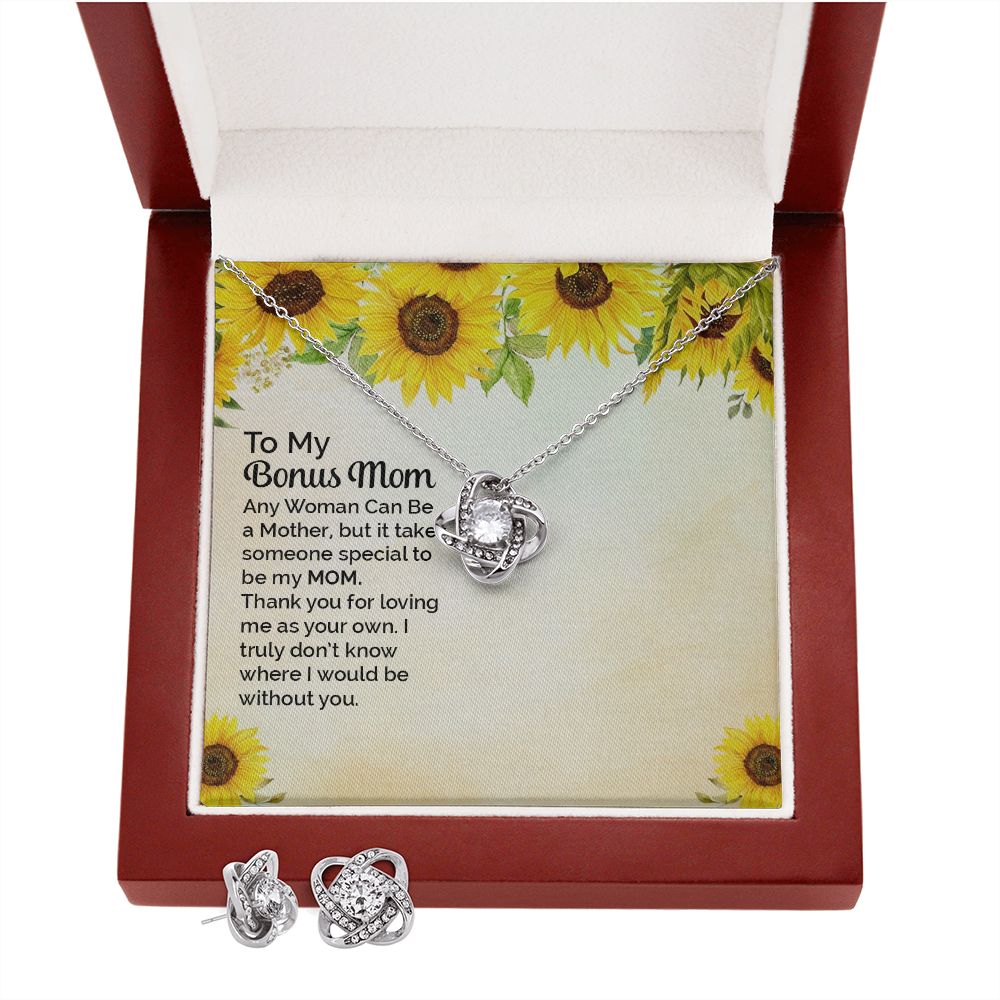 bonus mom Love Knot Earring & Necklace Set