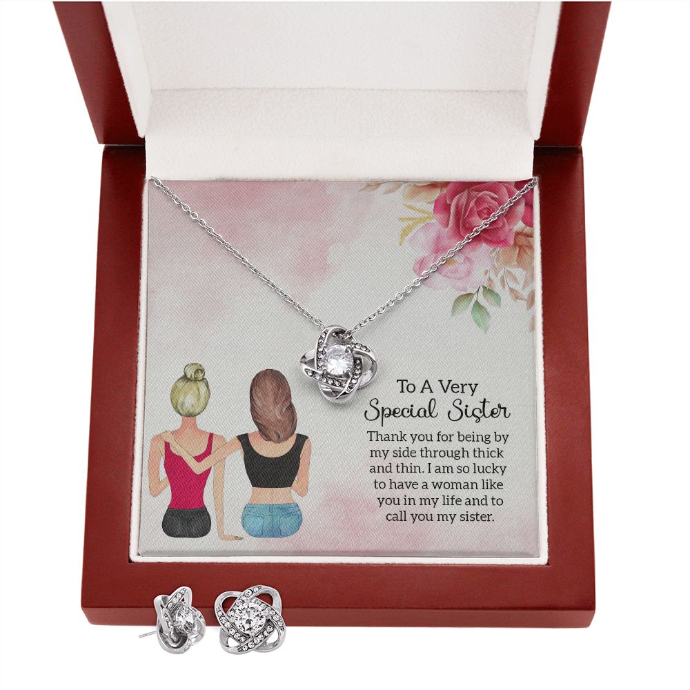 special sister Love Knot Earring & Necklace Set