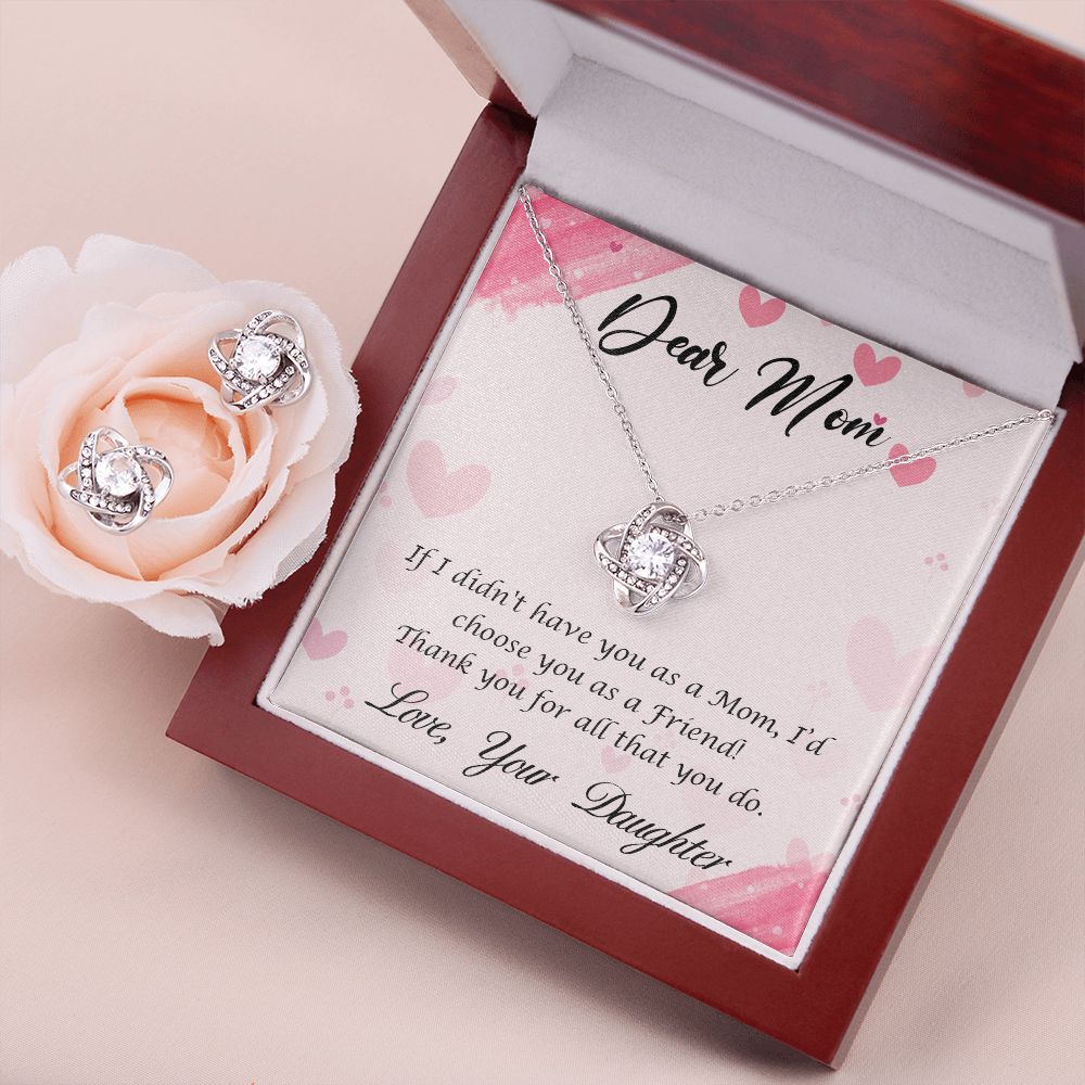 Dear Mom-Happy Mother’s Day! (1) Love Knot Earring & Necklace Set