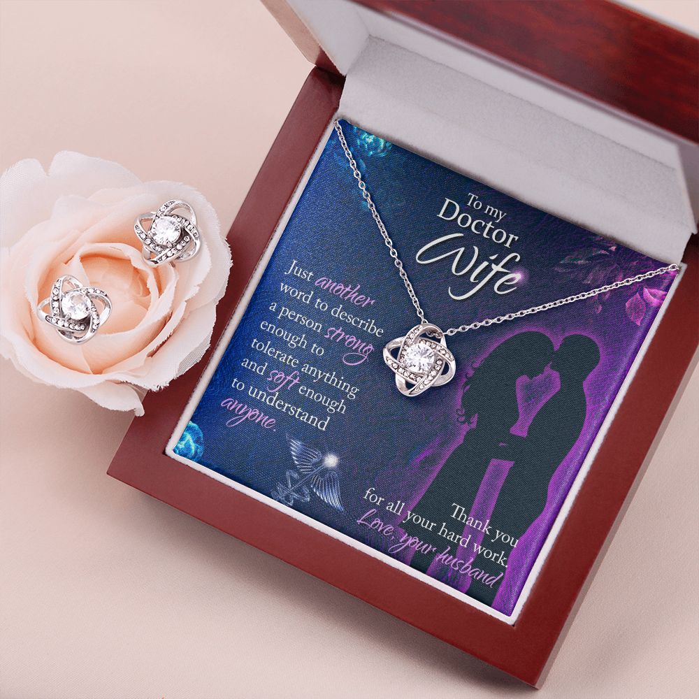 To My Doctor Wife, Just another word Love Knot Earring & Necklace Set