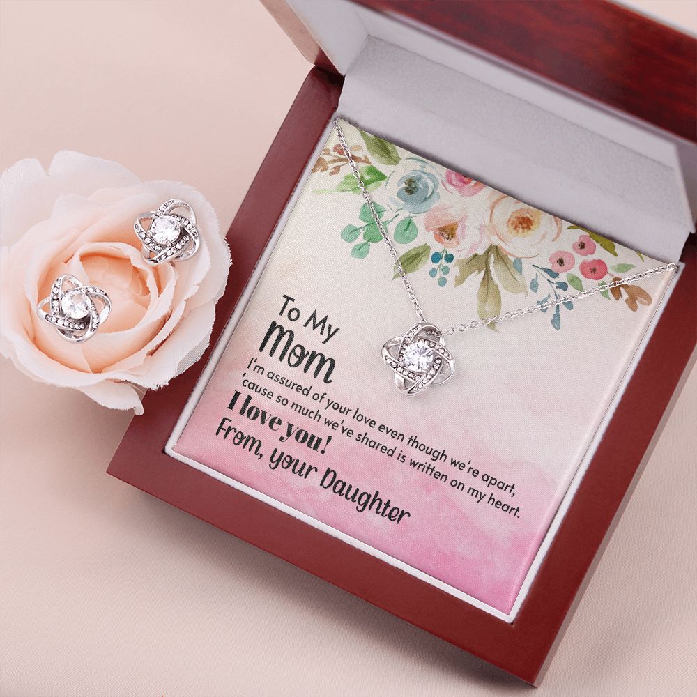 Mom - I'm assured of your love 2 Love Knot Earring & Necklace Set