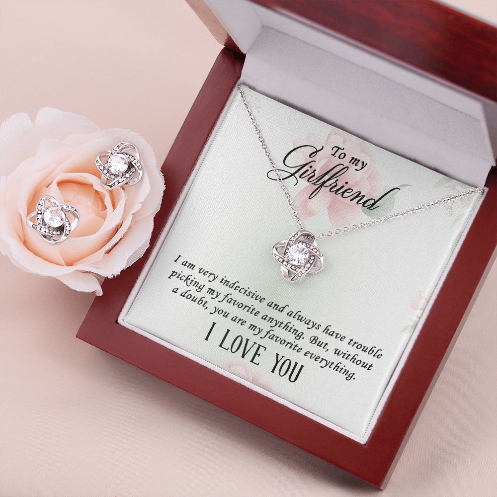 To my girlfriend-I AM VERY INDECISIVE Love Knot Earring & Necklace Set