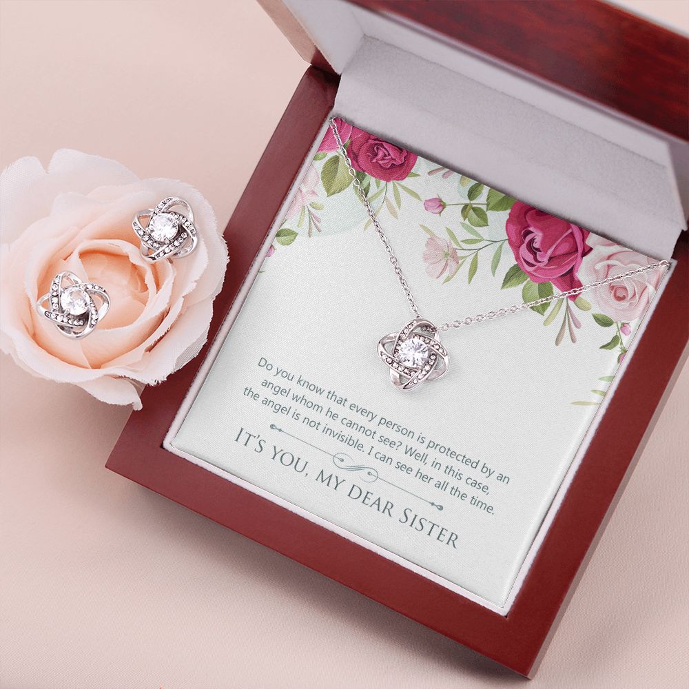 Sister 2 Love Knot Earring & Necklace Set