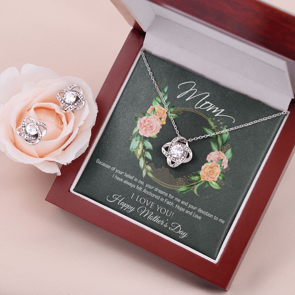 Mothers Day Love Knot Earring & Necklace Set