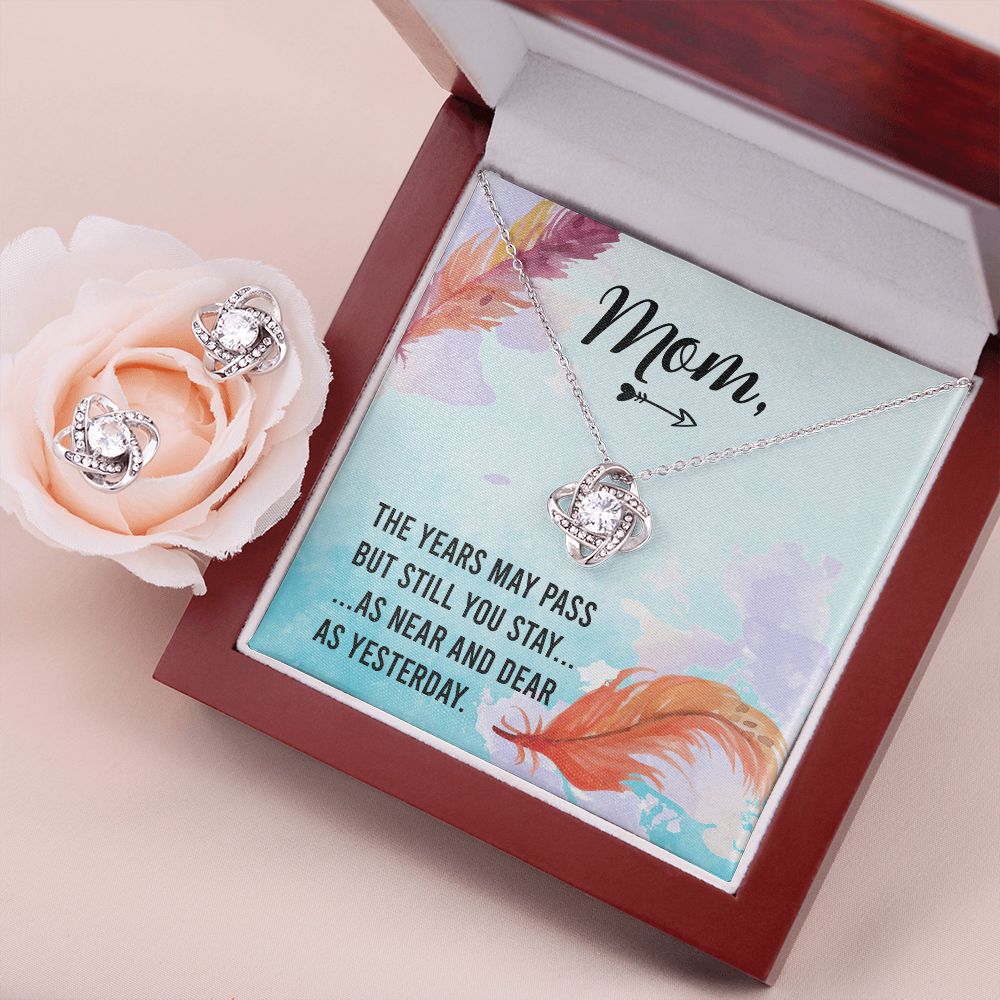 The years may pass Love Knot Earring & Necklace Set