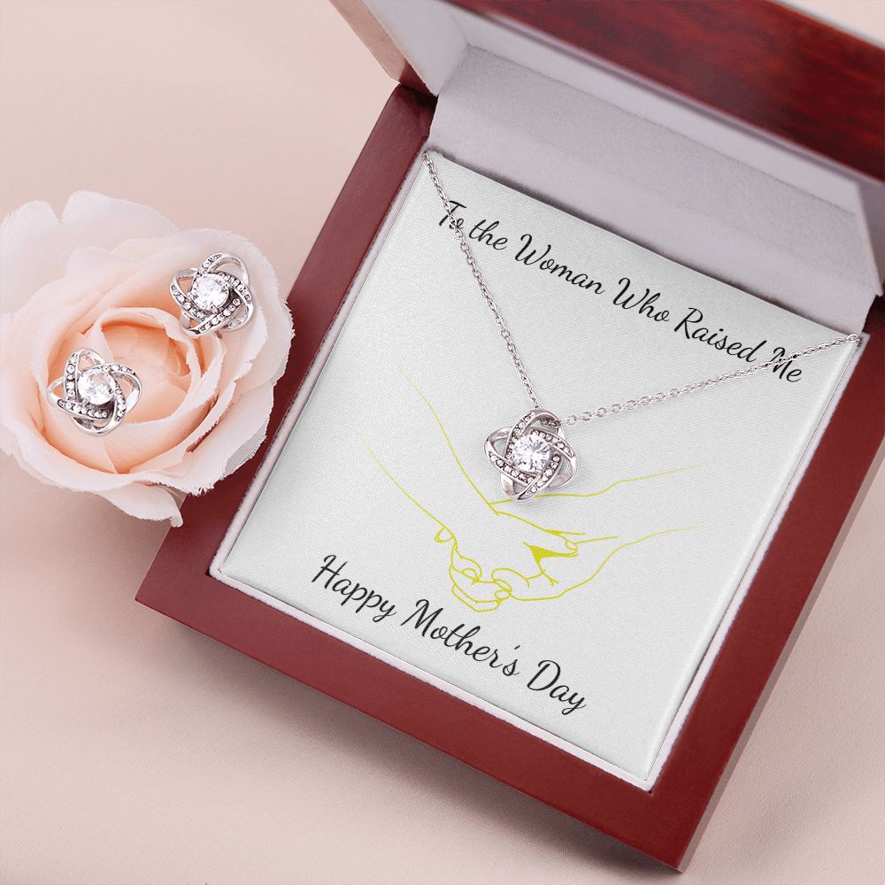 Mothers Day Inserts-02 Love Knot Earring & Necklace Set