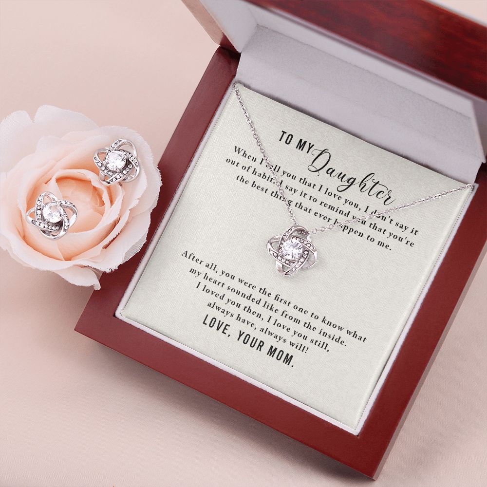 To My Daughter-From Mom Love Knot Earring & Necklace Set