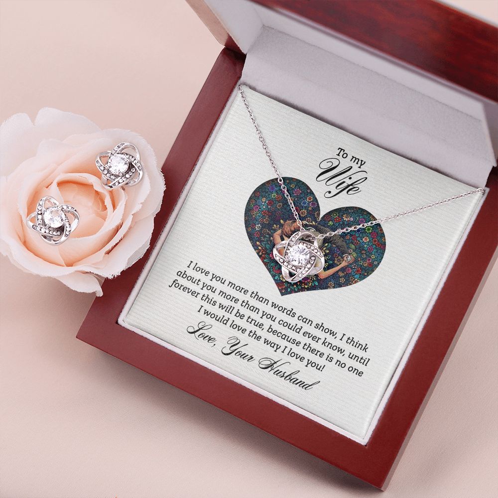 To my wife-I love you more than Love Knot Earring & Necklace Set