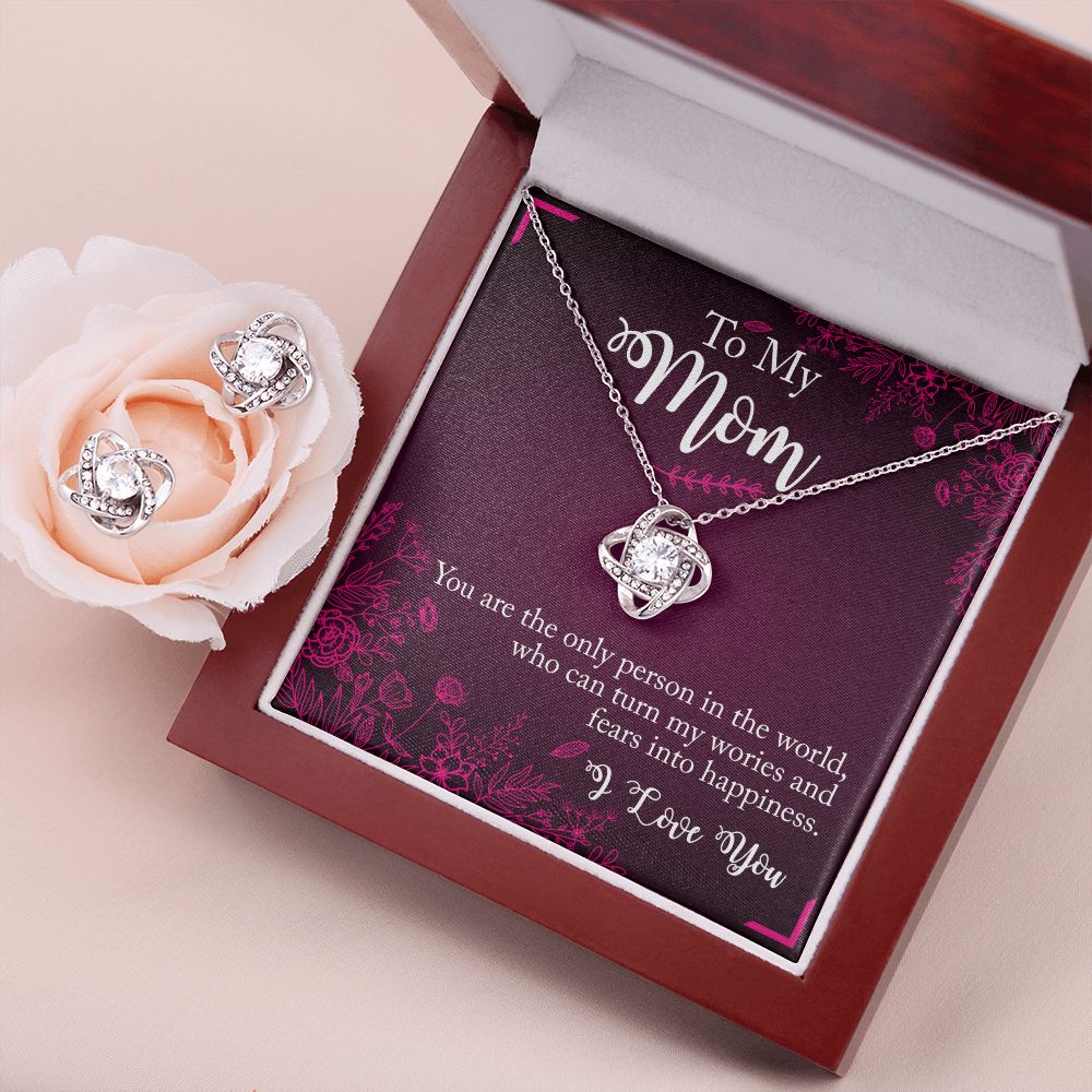 To My Mom you are the person Love Knot Earring & Necklace Set