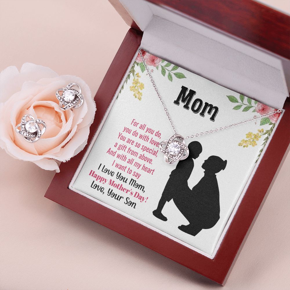 mom you are so special Love Knot Earring & Necklace Set