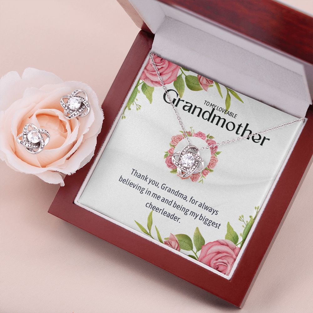 To My Lovable Grandmother Love Knot Earring & Necklace Set