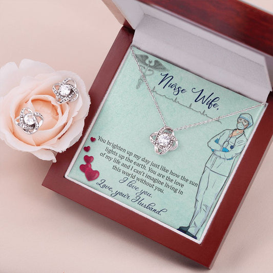 To my nurse wife Love Knot Earring & Necklace Set