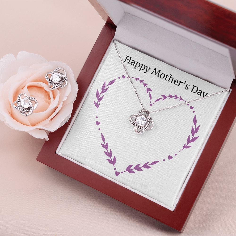 mothersdayitem-04 Love Knot Earring & Necklace Set