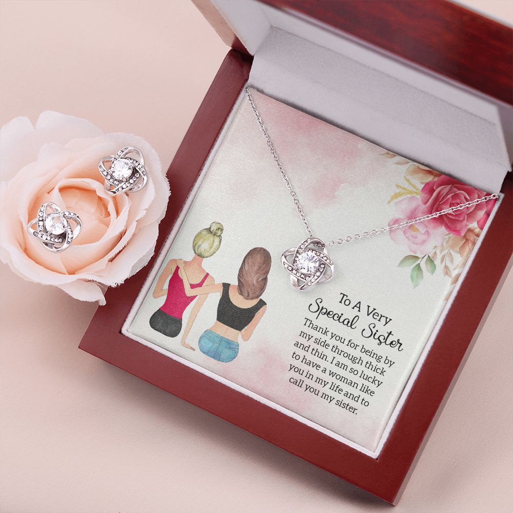 special sister Love Knot Earring & Necklace Set