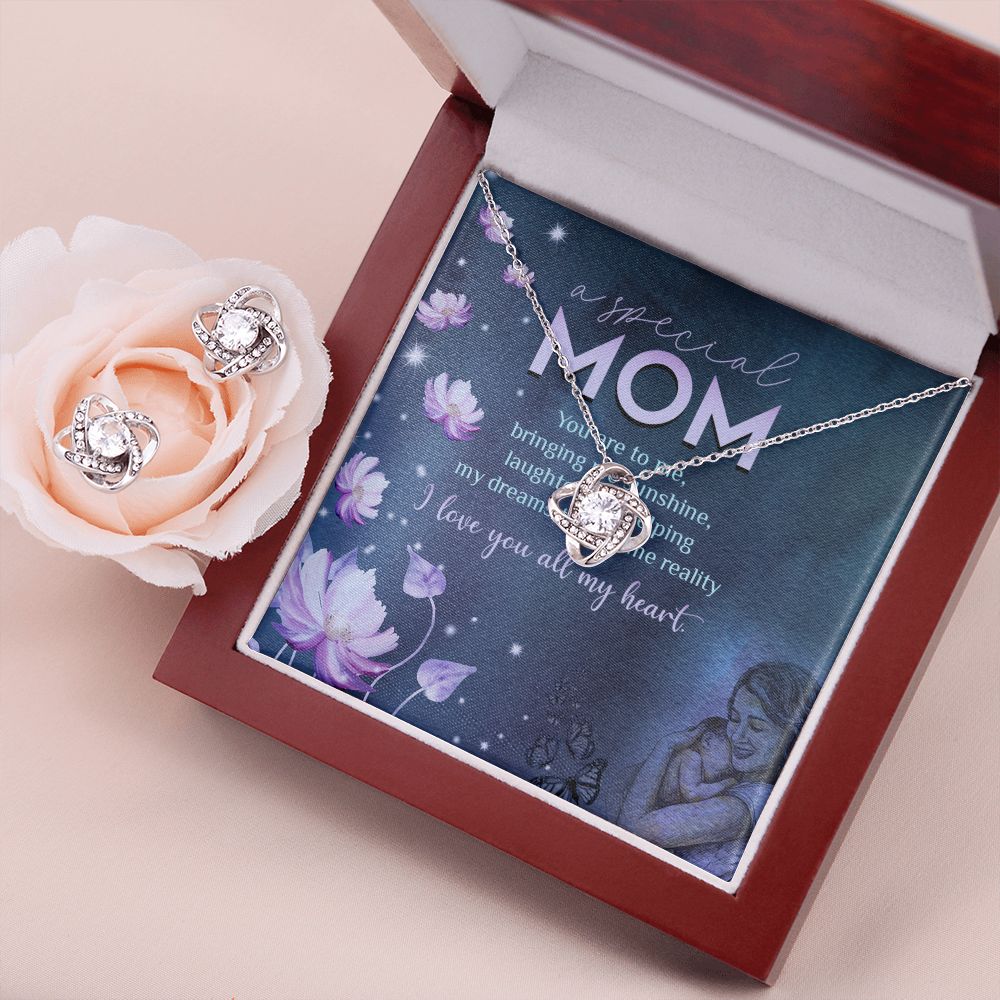 A Special Mom Love Knot Earring & Necklace Set